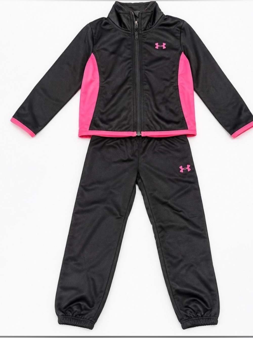 Under Armour Baby Girls 2-Piece Black & Pink Tracksuit Set Size 24M